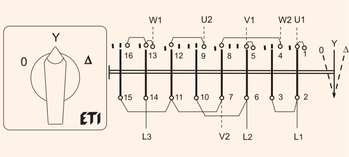 Схема подключения кулачкового переключателя звезда треугольник